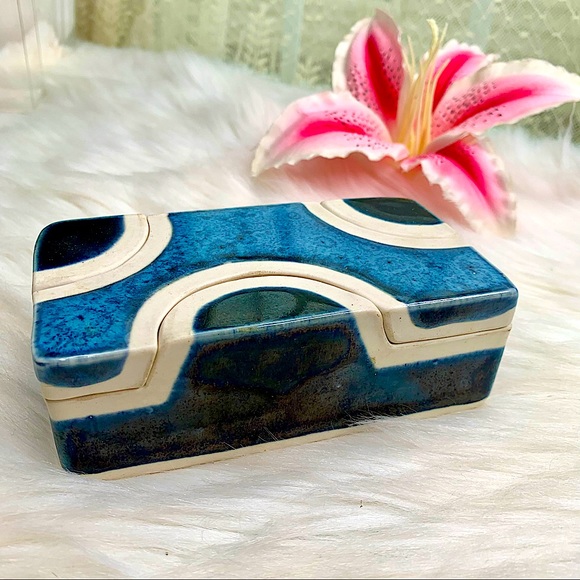 Vintage Other - VTG ceramic box blue glazed vintage 1984 OOAK